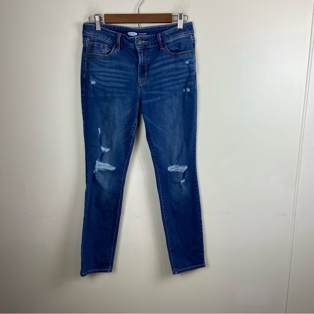 Old Navy Jeans Long Pop Icon Skinny Mid-Rise Medium Wash Stretch Women’s 8 Short